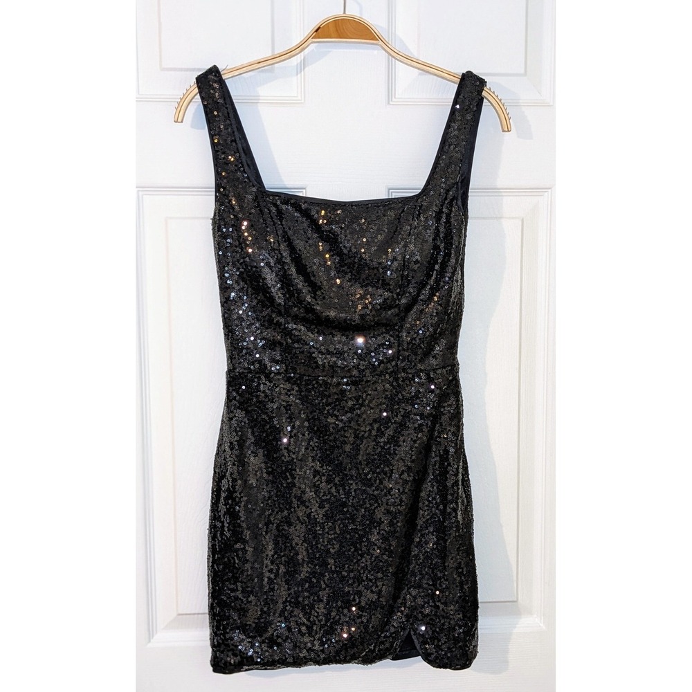 Sequin Mini Dress Party Cocktail Bodycon Sleeveless Black Size 2